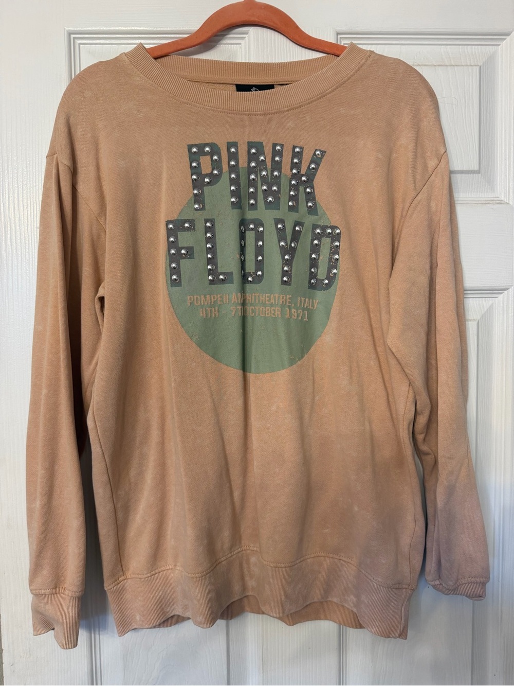 Pink Floyd Tan Crewneck Sweatshirt with Green Studded Logo